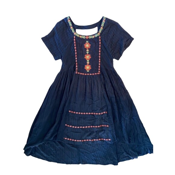 Free People Boho Embroidered Fall Midi Dress Size S Black Harvest Festival Folk - Picture 6 of 10